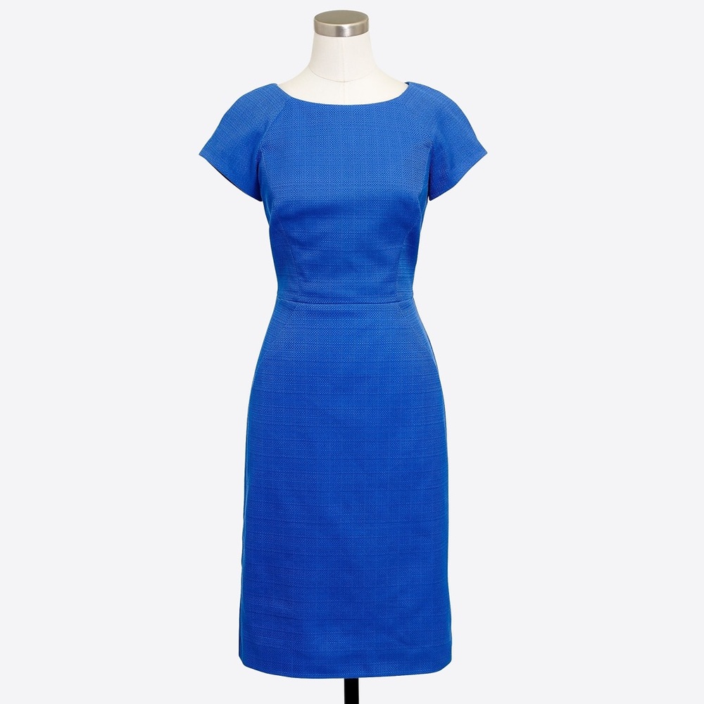J Crew Blue Basketweave Sheath Dress
